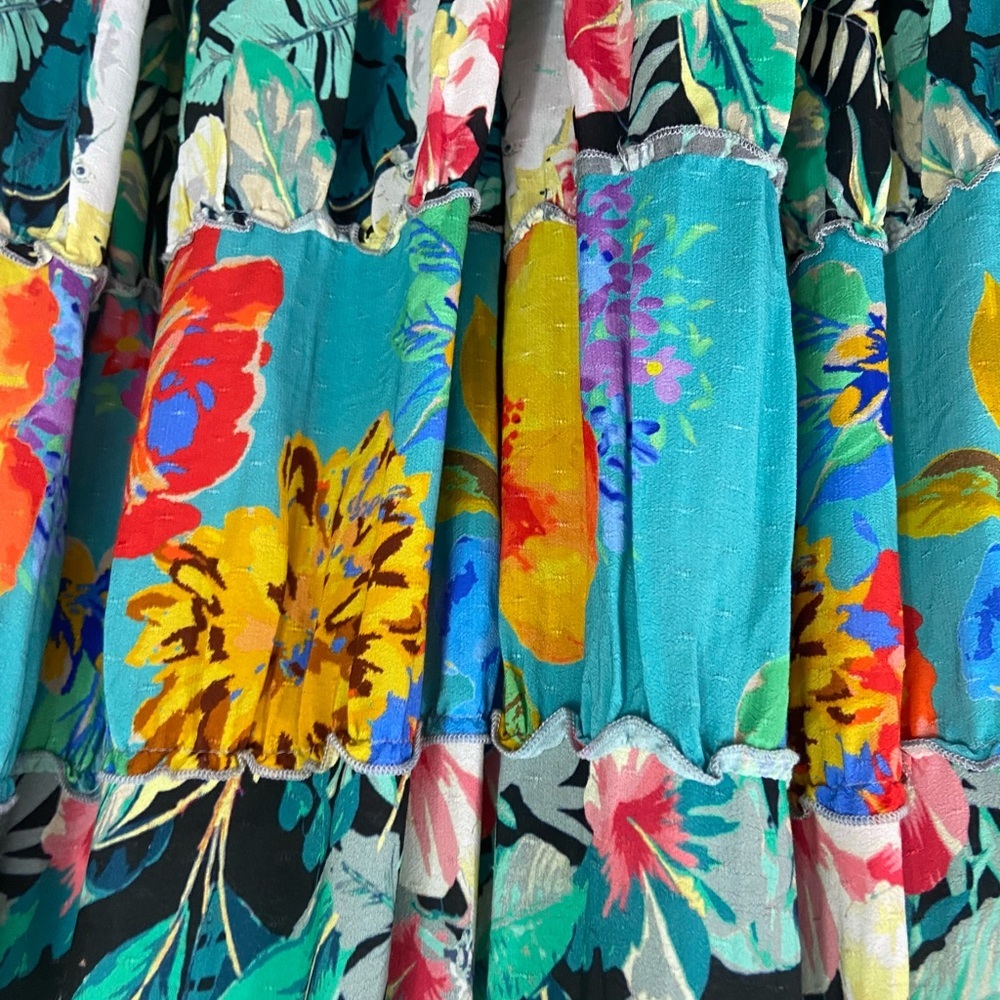 John Mark Patchwork Broomstick Maxi Skirt XL Multicolored Gypsy Festival Hippie - Picture 3 of 9